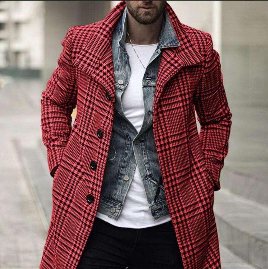 European American Autumn And Winter New Plaid Lapel Woolen Mid To Long Length Coat, Fashionable Quality Classic