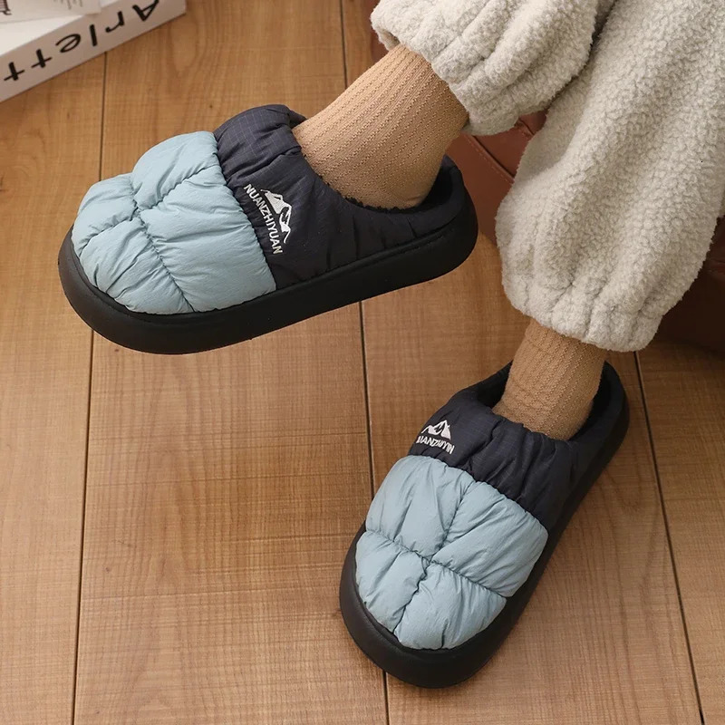 Women Winter Waterproof House Slippers Men Casual Home Indoor Plush Warm Shoes Couple Cozy Antislip Outdoor Versatile Footwear 241214