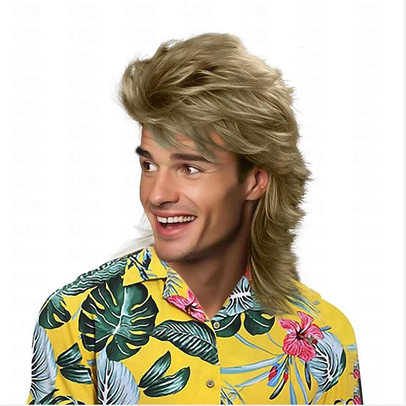 HAIRJOY Synthetic Hair Mullet Wigs for Men 70s 80s Costume Party Synthetic Wigs 241213