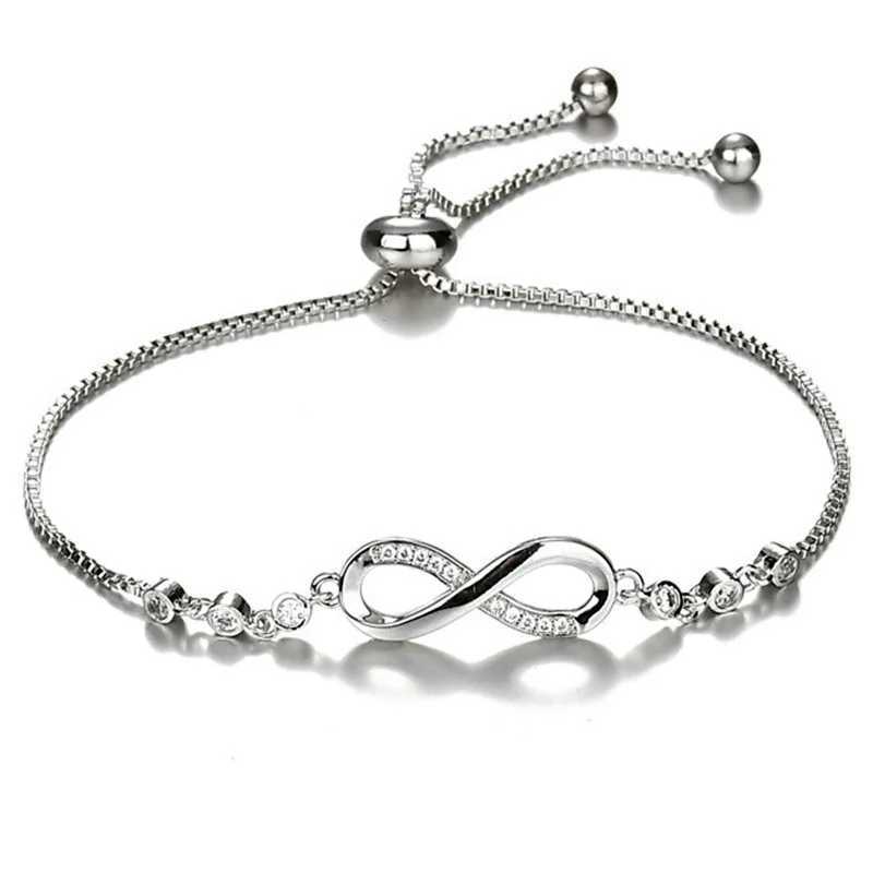 Fashion Crystal Infinity Bracelet For Women Summer Adjustable Cz Endl Charm Tennis Bracelet Birtay Jewelry GiftXJ241214