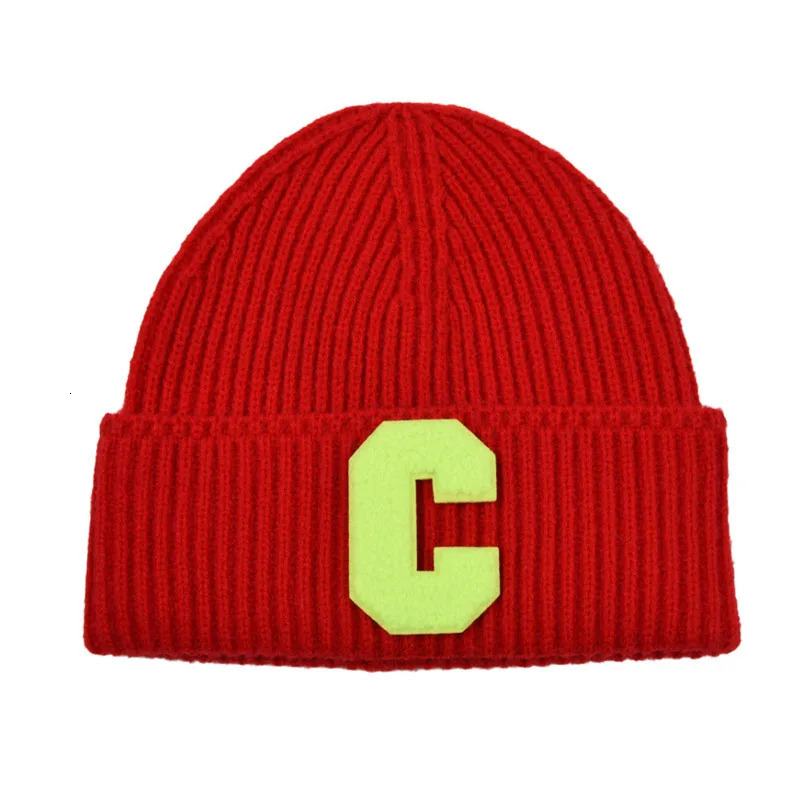 Winter women men solid c letter sports knitted hat Beanie cap Skullies Ski Thickw warm Wool skullcap Caps 241213