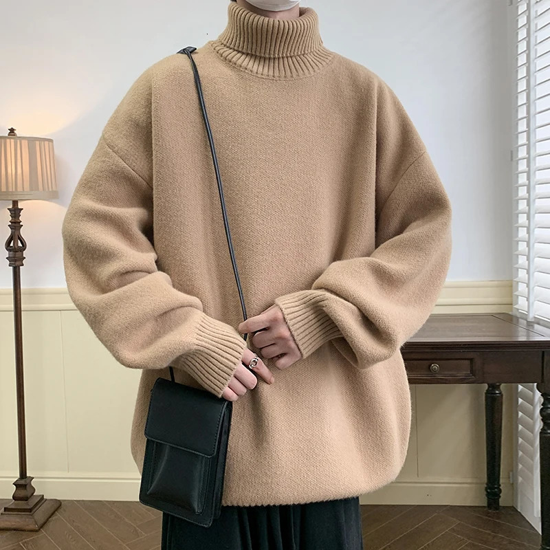 Autumn Winter Men Turtleneck Sweaters Mens Oversized Warm Sweater Women Knitted Jumpers Vintage Pullovers Clothing 241213