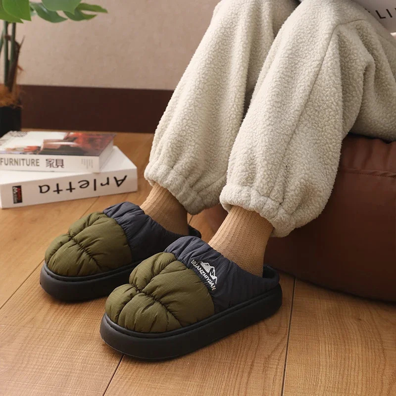 Women Winter Waterproof House Slippers Men Casual Home Indoor Plush Warm Shoes Couple Cozy Antislip Outdoor Versatile Footwear 241214