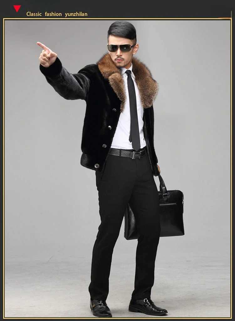 2022 Winter Mens Artificial Mink Coat 2022 casual plus size solid color jacket warm and fashionable ultra-thin jacket Z86 W241213