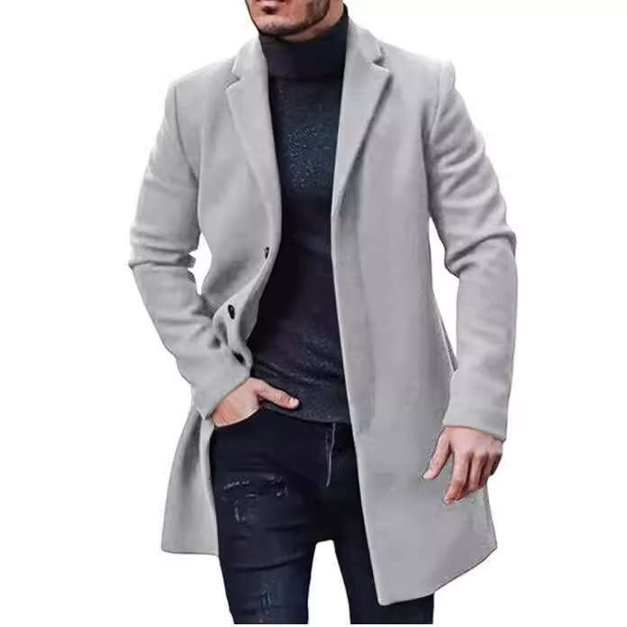 Men's Men's Woolen Mid Length Windbreaker Coat, Colored And Multi Size Fashionable Quality Classic