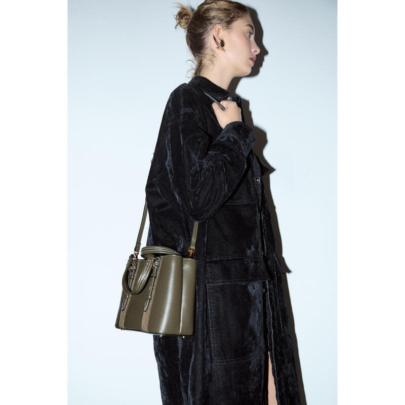 New Fashion PU Material Top Handle Women's Handbags Casual Solid Color Bucket Shoulder Crossbody Bags For Commuting