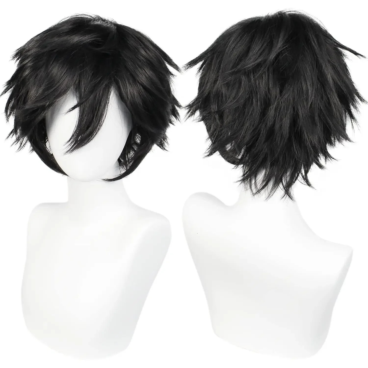 Short Black Mens Cosplay Synthetic Wig for Halloween Christmas Event Costume Party Black Men Wig for Men Women Anime Cosplay 241213