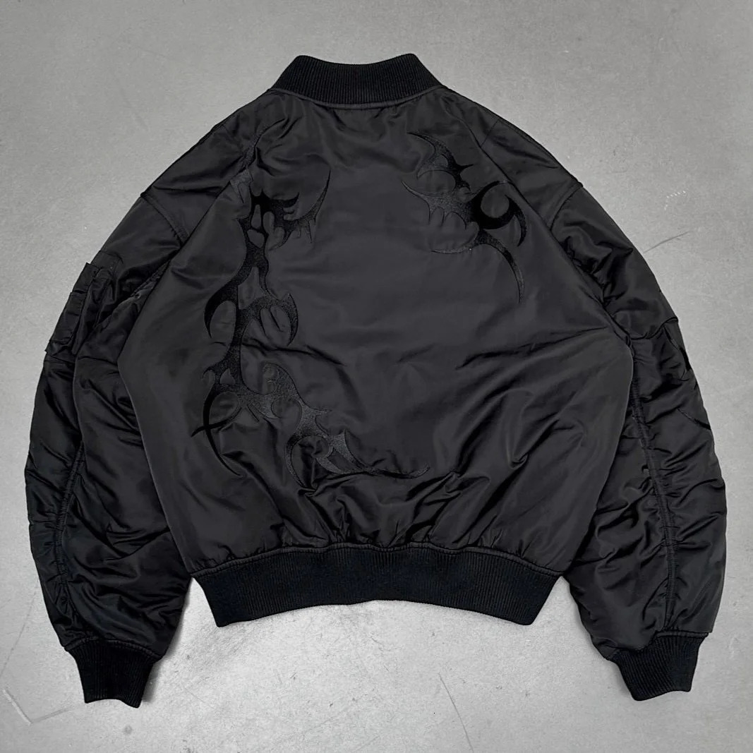 Hip Hop Goth Oversized Pattern Leather Jacket Harajuku Black Y2k Jackets for Men Motorcycle Sports Zipper Coats Streetwear 241214
