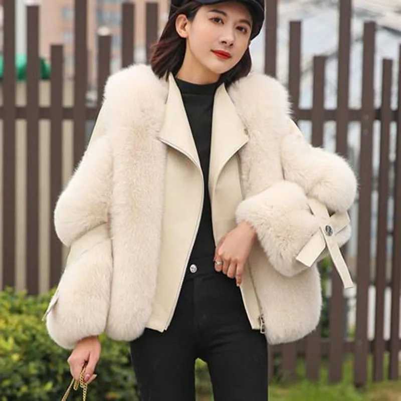 New Womens Fur Integrated Motorcycle Jacket Winter Warm Imitation Fur Coat Fashion Snow Womens Wear resistant Fur Coat X241214