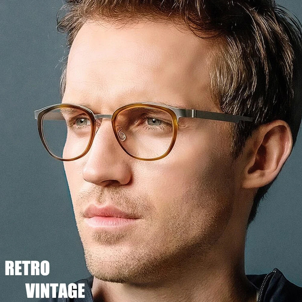 Denmark Screwless Ultralight Glasses Frame Men Women Vintage Round Eyewear Eyeglasses 9704 241213