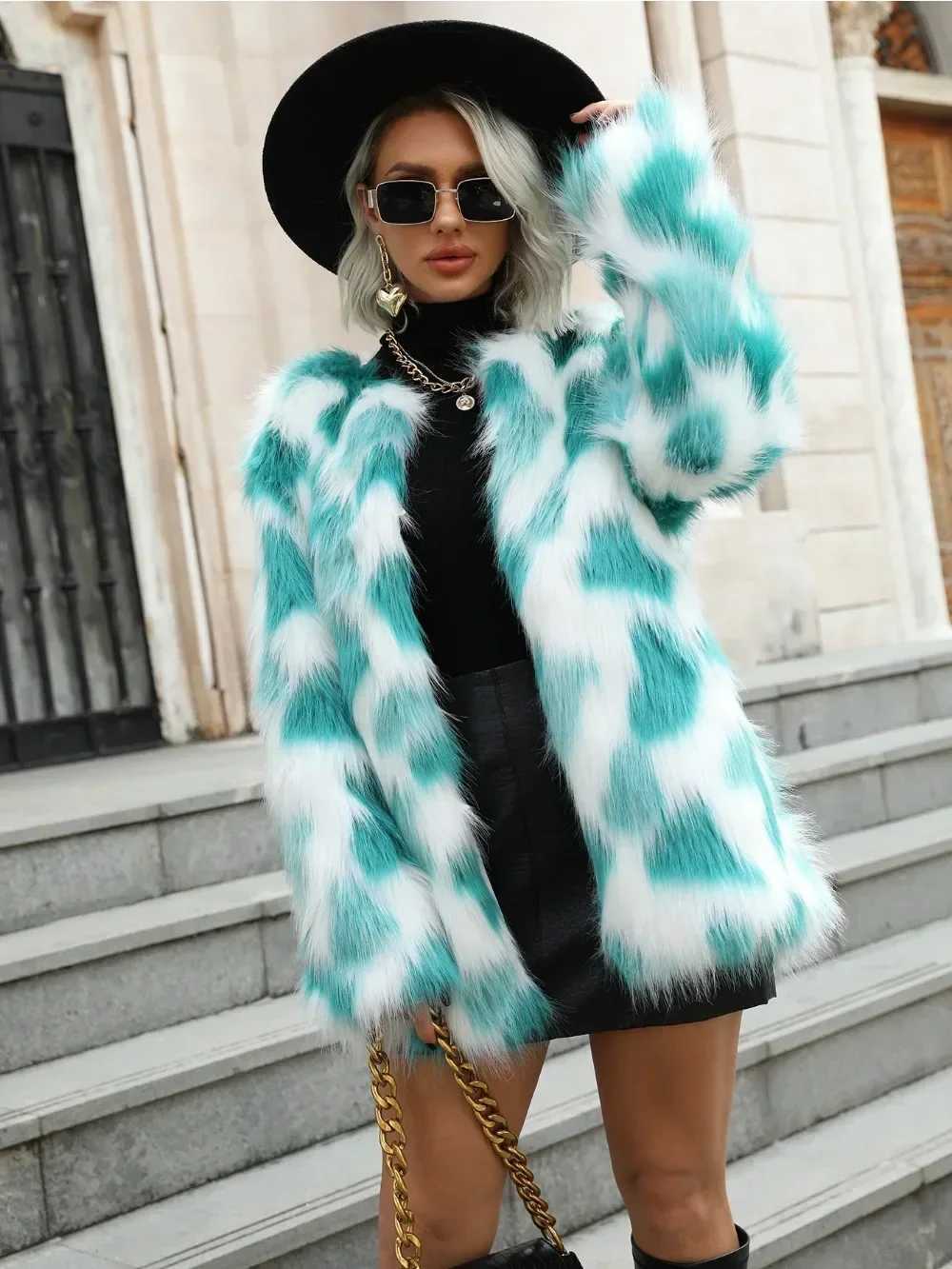 Womens warm faux fur coat winter casual jacket fur coat windproof jacket womens thick fluffy luxury jacket 2024 X241214