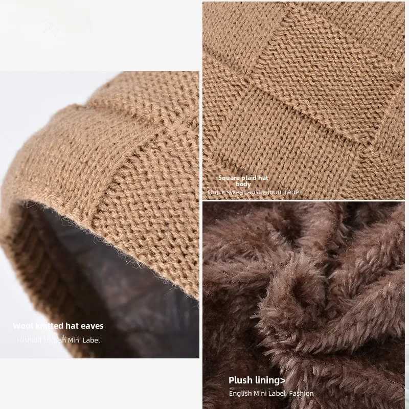 3-piece winter childrens hat glove scarf set neck warm five finger gloves plus velvet knitted hat childrens and boys accessories W241213