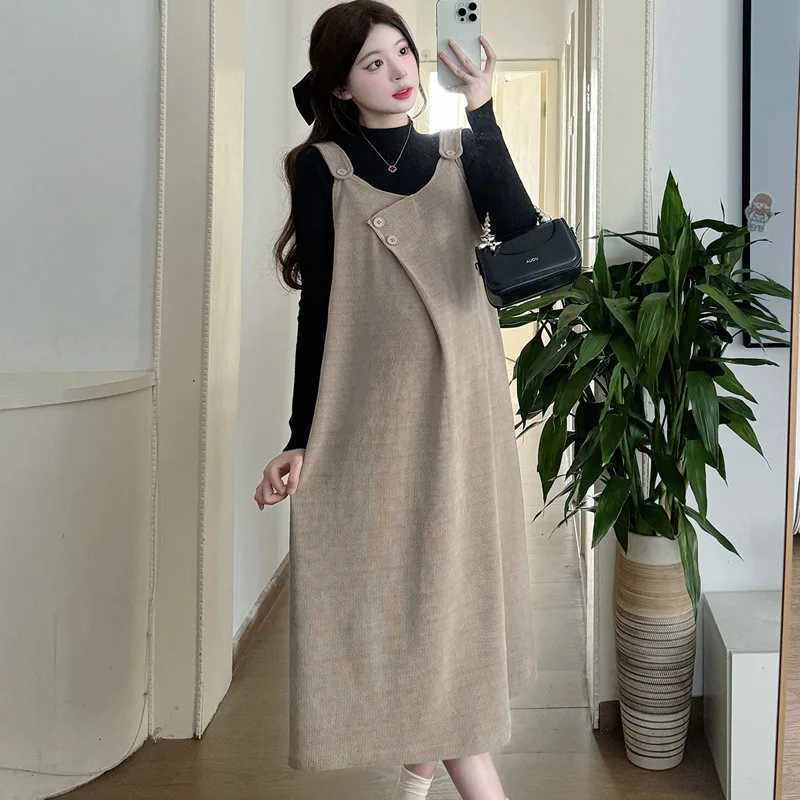 Pregnant Women Autumn Winter Clothes Fashionable Chenille Fabric Slip Dress New Elegance Materni Sleeveless Sundress WearXJ241213
