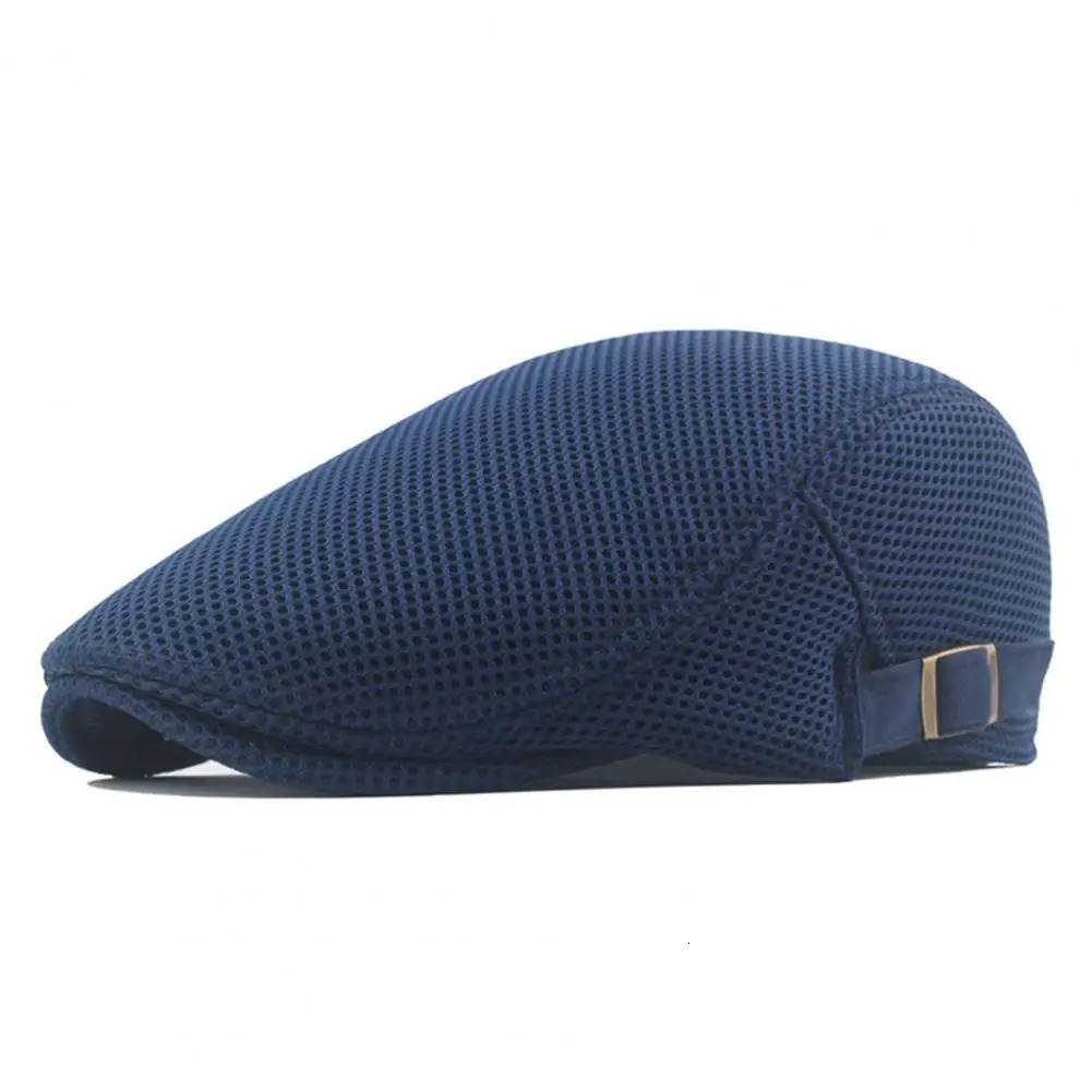 Retro European Mens Beret Mesh Breathable Polyester Hollow Washable Summer Hat 241210