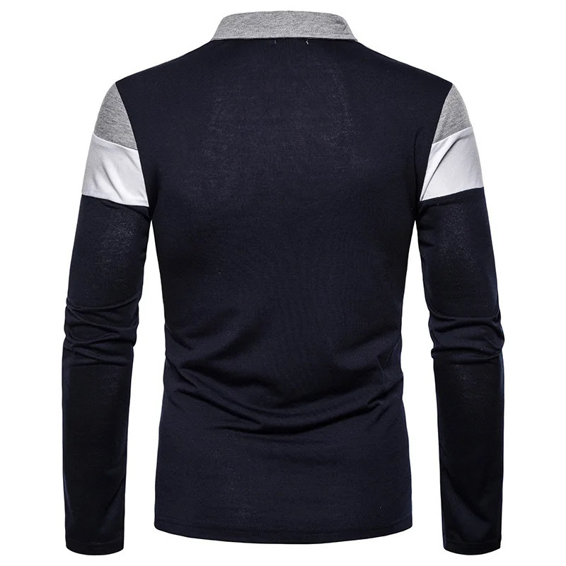 Polo Shirts Men Stripe Long Sleeve Mens Casual Fashion Contrast Color Business Turn Down Collar Male Tops 241213