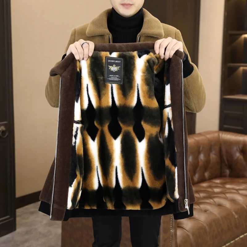 2024 Winter Artificial Fur Mens Thick Fur Integrated Jacket High Quality Casual Business Windproof Jacket Mens Wear W241213