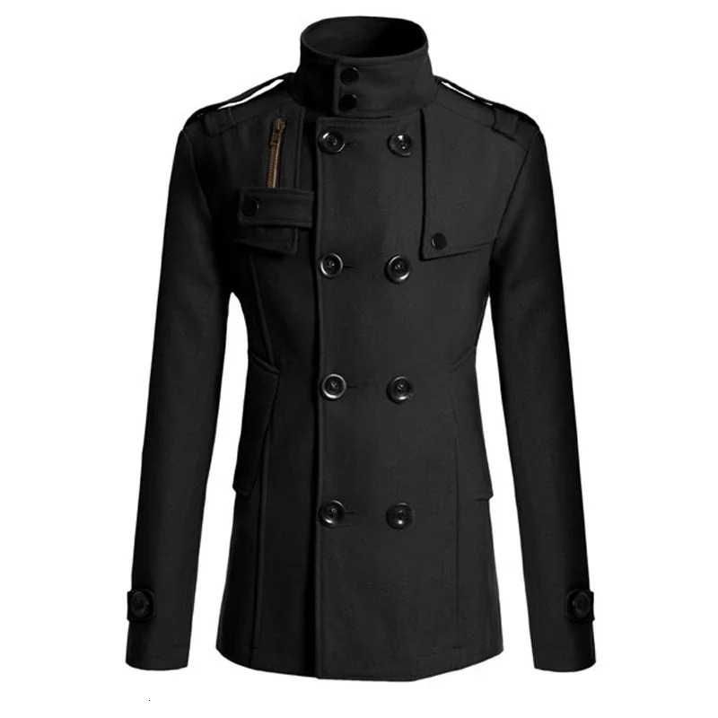 Mens Long Coat Winter Warm Woolen Overcoat Fashion Casual Lapel Button Gentleman for Man High Street Top 241213