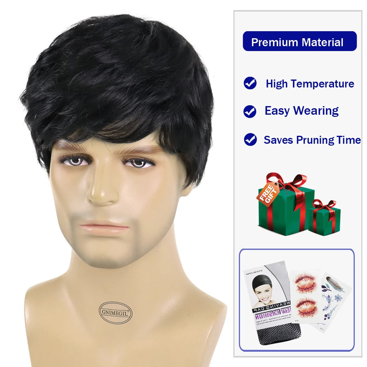 Short Black Wig Male Synthetic Natural Soft Wig with Bangs Businessman Brown Mens Wig Cosplay Daddy Daily Hair Replacement Wigs 241213