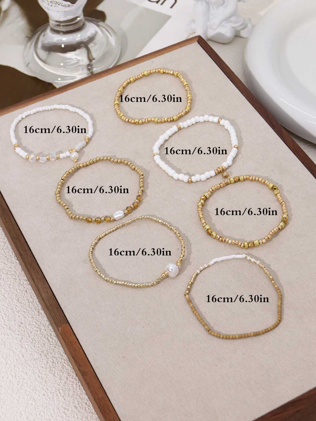 7PCS Bohemian Elastic Handmade Beaded multi-layer Stacked Womens Bracelet Set Party Jewelry GiftXJ241214