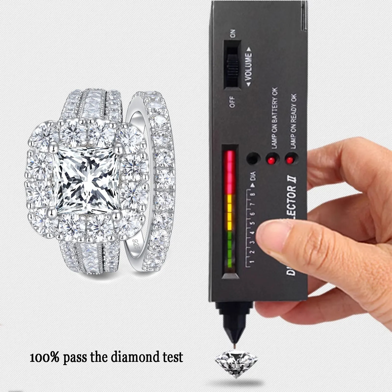 she Original 925 Silver Rings with GRA Certificate D Color VVS1 Diamond Wedding Ring Set for Women y Jewelry 241213