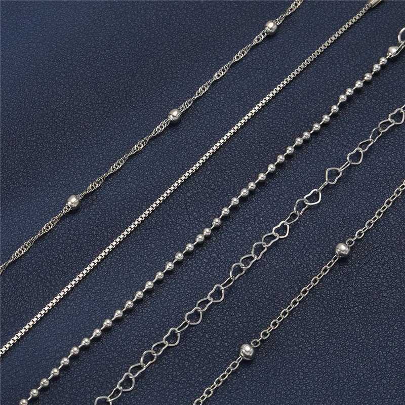 YOBEST 2024 New Heart Beads Chain Bracelets for Women Silver Color Tren Geometric Bracelets Set Party Jewelry AccoriesXJ241214