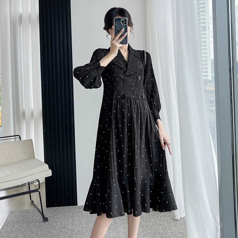 Photo Shoot Materni Clothes Spring And Autumn Dress New Sle Korean-sle Mid-length Loose-Fit Peter Pan Collar ChiffonXJ241213