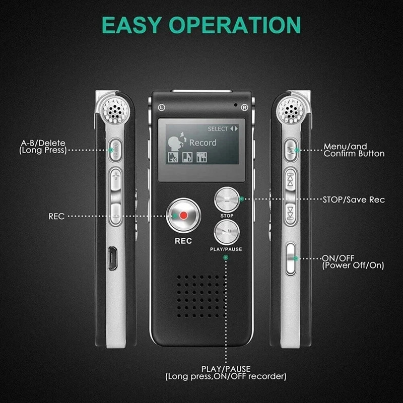 8GB Voice Recorder MP3 Player Mini Audio Recorder Professional Mini USB Flash Drive Recording Dictaphone 241225