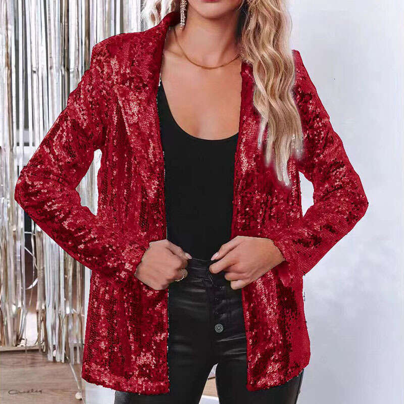 European And American Casual Sequin Top With Multi Colored Sequins Long Sleeved Temperament Suit Jacket Ins