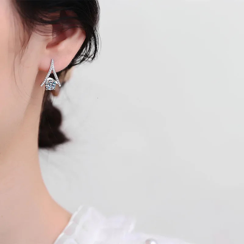 Certified 2CTTW D Color Stud Earring for Women Sparkling High Quality Lab Diamond Jewelry 925 Sterling Silver 241214