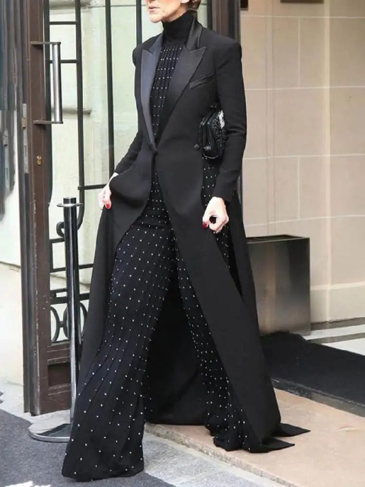 Yeezzi Women Fashion Work OL Blazer Long Sleeves SplitJoint SplitSide Notched Collar Spring Autumn Office Outerwears 241209