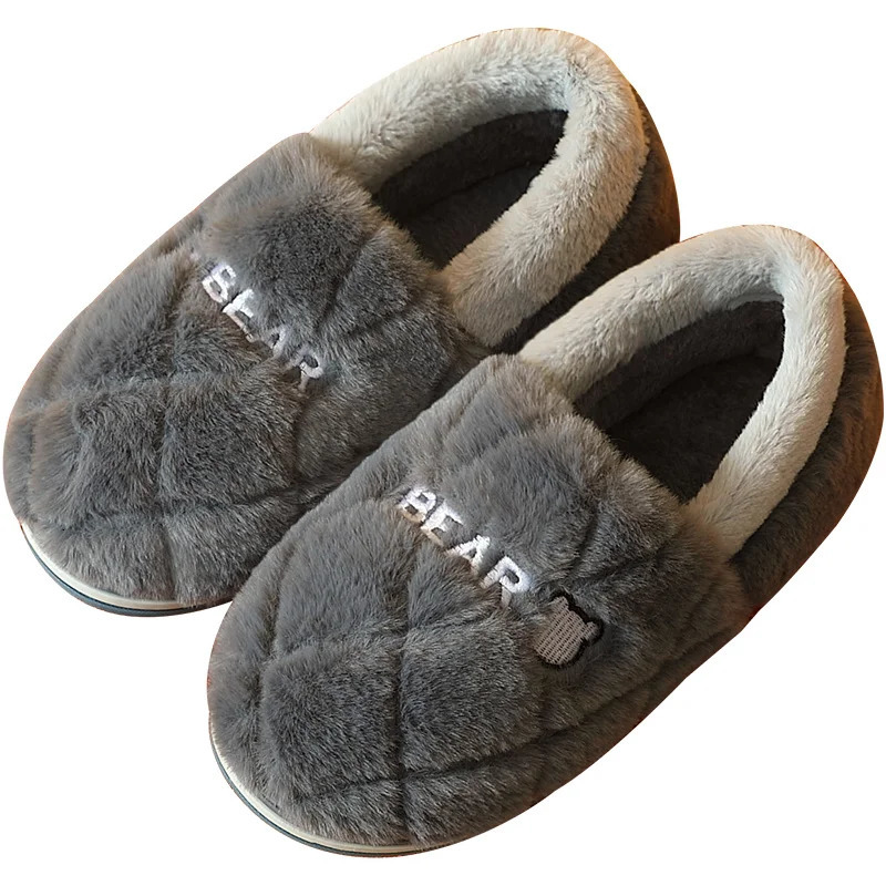 Big Size 48 49 Men Home Slippers Winter Warm Plush Slides Couples Indoor Flats Antislip Bedroom Shoes Women Autumn Furry 241214