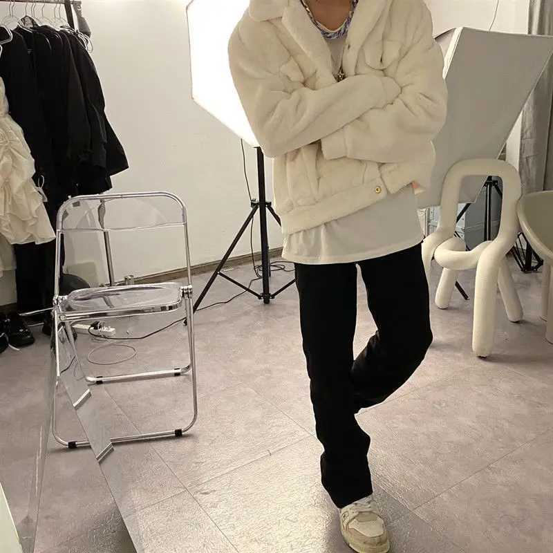 2023 autumn and winter mens faux fur coat Korean fashion ultra-thin clothing warm coat casual mens top hot jacket LOOSE V99 W241213