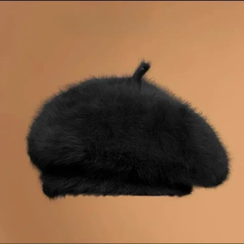 Womens Winter Beret Simple Solid Color Comfortable Plush Korean Girl Shopping Hat 241210
