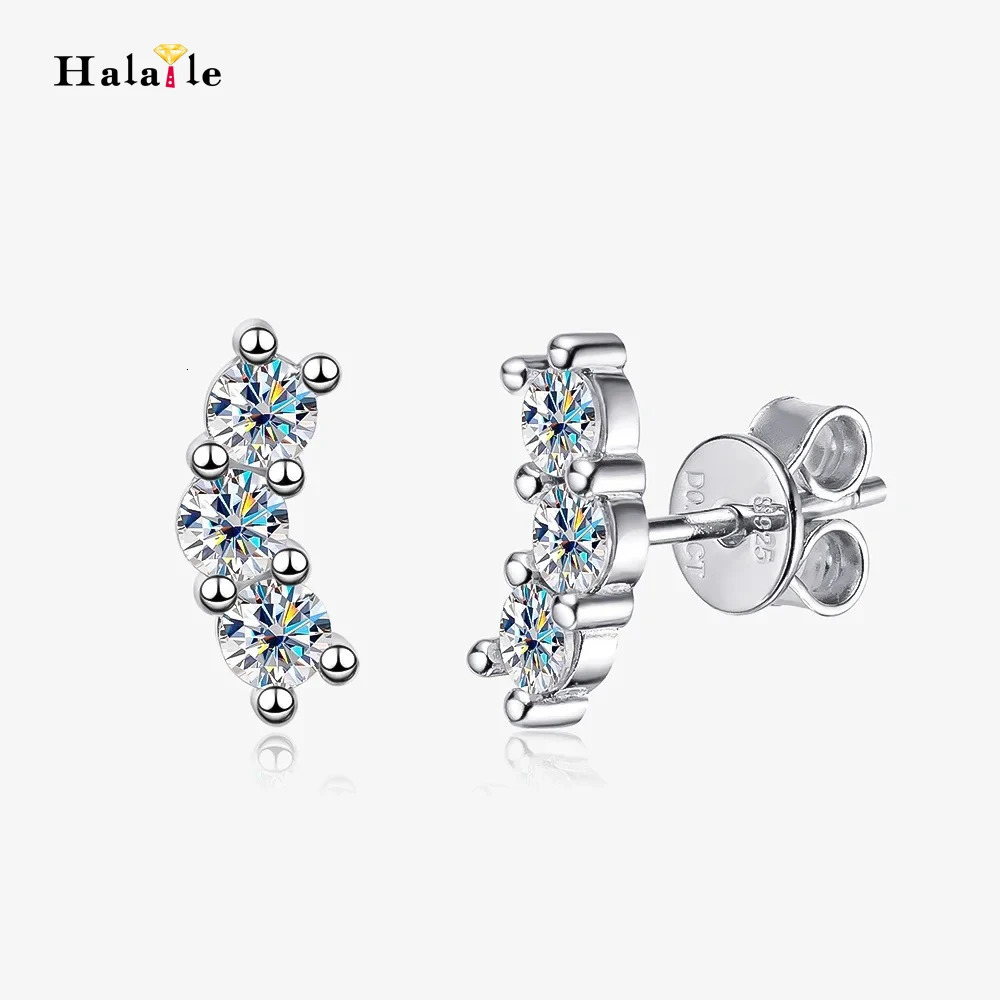 Halaile D Color 3MM Full S925 Sterling Silver Stud Earrings with GRA Classic Fine Jewelry Womens Dainty Trendy Gift 241214
