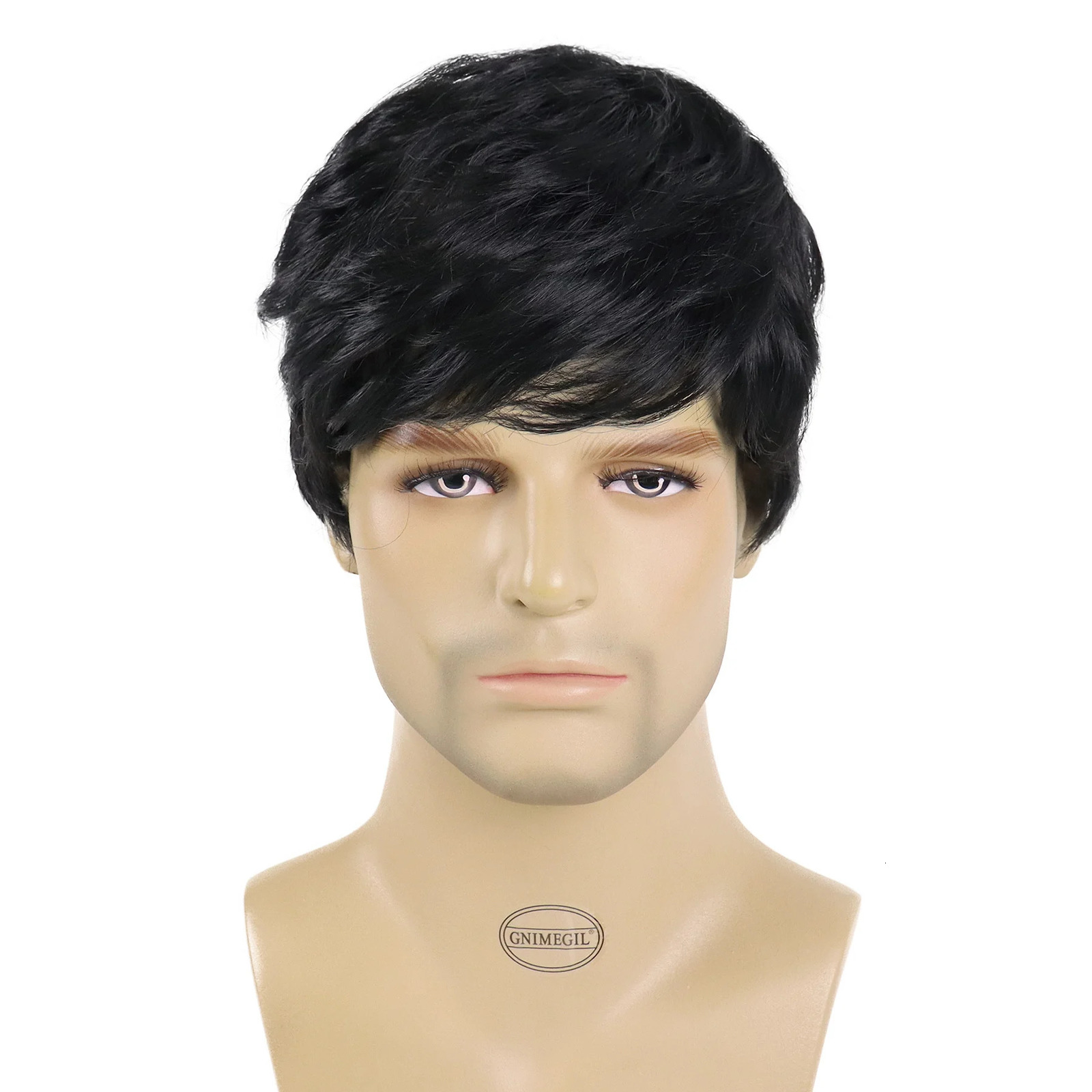 Short Black Wig Male Synthetic Natural Soft Wig with Bangs Businessman Brown Mens Wig Cosplay Daddy Daily Hair Replacement Wigs 241213