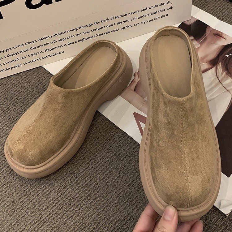 Slippers Casual Shoes Woman 2024 Low Cover Toe Loafers Platform Pantofle Female Mule New Flat Mules Rome Slides PU Fabric