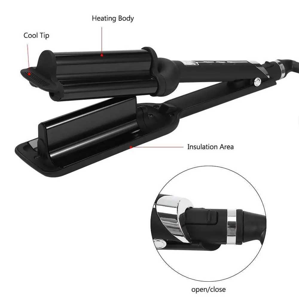 High quality three barrel wave curler wave spring ceramic curler iron Brazilian body wave big wave curler W241214
