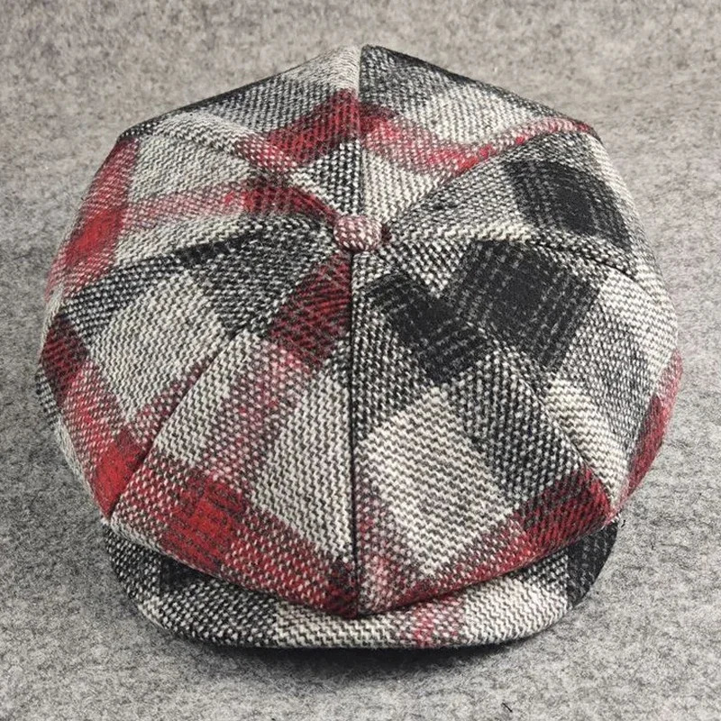 2024 Large Wool Beret Mens Octagonal Hat Womens Spring and Autumn Winter Dad Felt Ivy s M L XL 241210