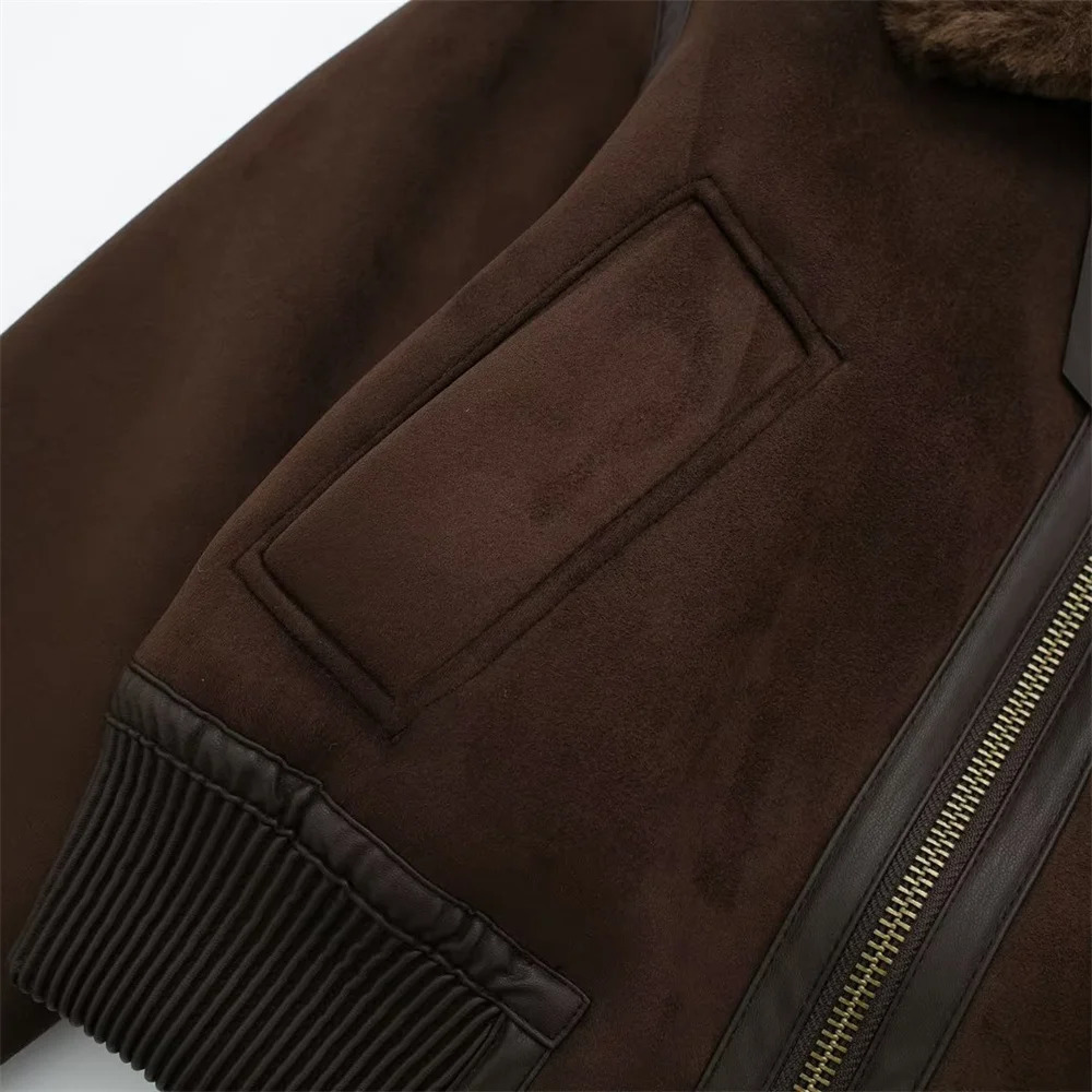 UNIZERA Autumn/Winter Womens Casual Stand Collar Comparison with Decorative Loose Double sided Jacket Coat 241210