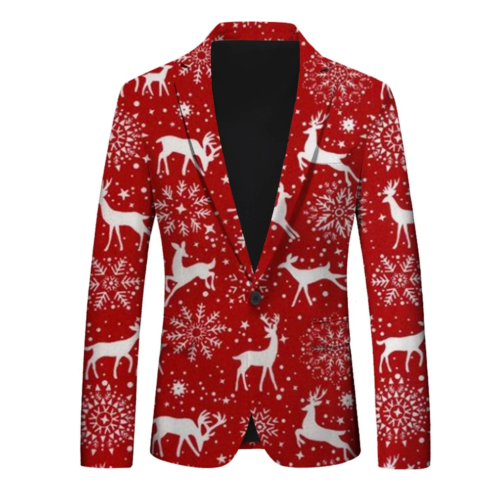 Fashion Santa Claus Print Suit Jacket MenS Christmas Coat Autumn Winter Men Blazer Jackets For Party 241211