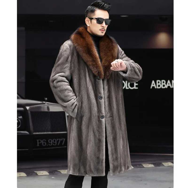 Autumn winter jacket mens long haired coat high-quality brand long sleeved faux fur coat thick windproof snow clothing luxury W241213