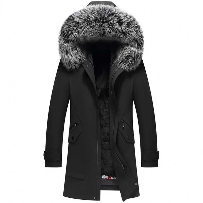 2024 Winter Mens Fur Coat Hooded Fox Fur Collar Parka Male Warm Thick Cross Mink Fur Liner Parka Plus Size 5XL Jackets Gmm654 W241213