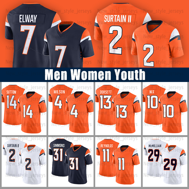 2 Pat Surtain II Football Jersey Bo Nix Javonte Williams Marvin Mims Jr. Courtland Sutton Devon Key Ja'Quan McMillian Salute to Service Jersey