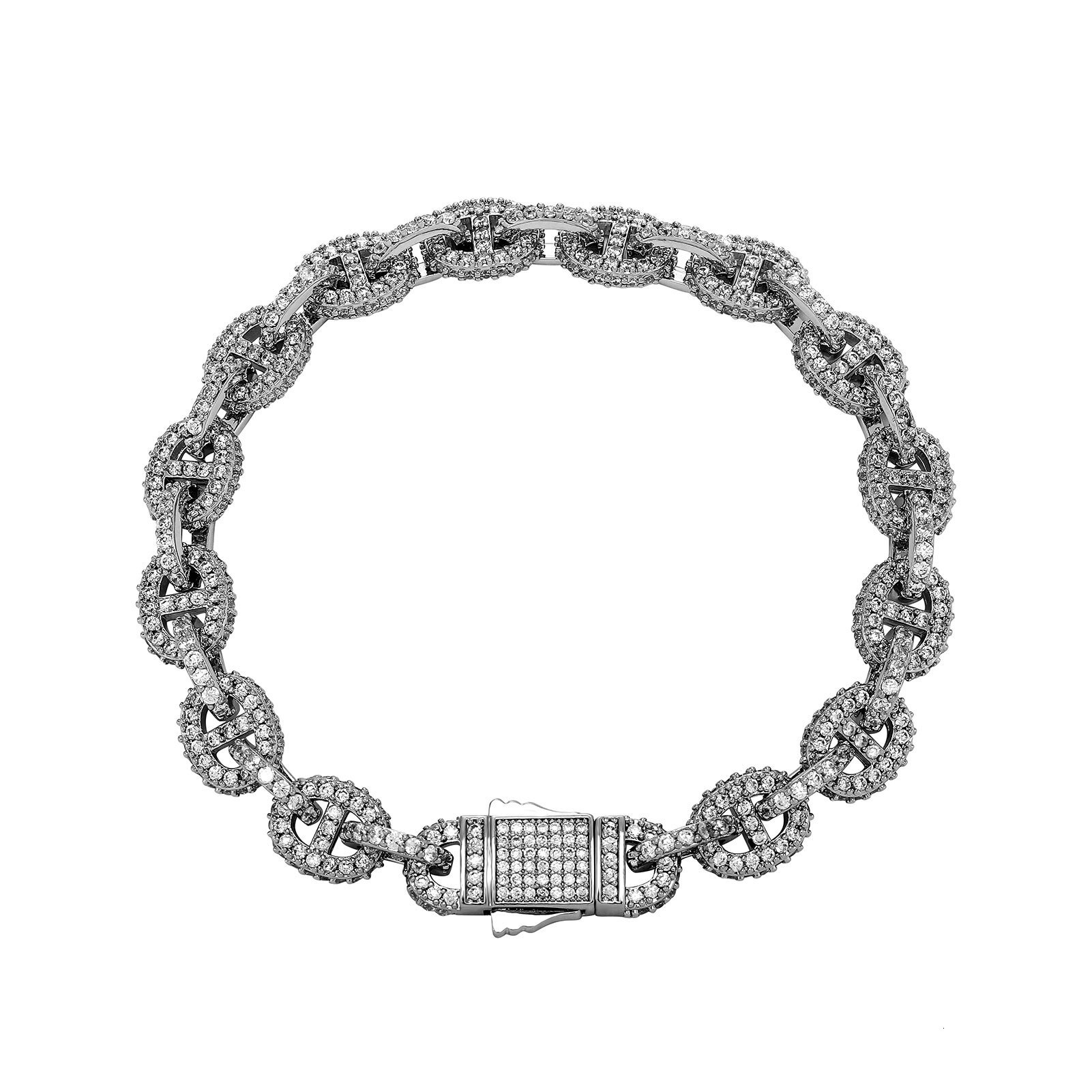 9mm Hip Hop Bling Cubic Zirconia Pig Nose Bubble Cuban Link Chain Necklace Accessories Mens Punk Rock Bracelet For Men And Women Bijoux Pulsera Hombre