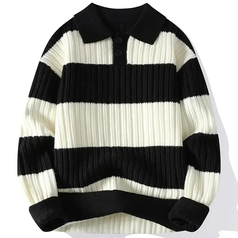 Mens Sweater High Quality Oversized Pullover y ner Striped Stylish Y2K Autumn Clothes Streetwear Korean Style Knitwear 241213