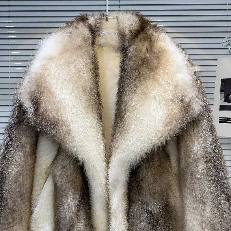 DEAT 2024 Winter New Project Fashion Womens Faux Fur Coat Loose High Quality Solid Color Warm Jacket Womens Trend 29L8781 X241214