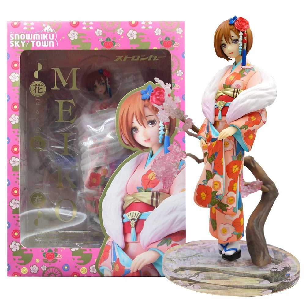 Action Toy Figures 19CM Anime Figure Vocaloid Meiko Miku Figure 1/8 Hanairogoromo Kimono Dress Up Model Toy Gift Collection Doll Action Figure Y241213SK5M