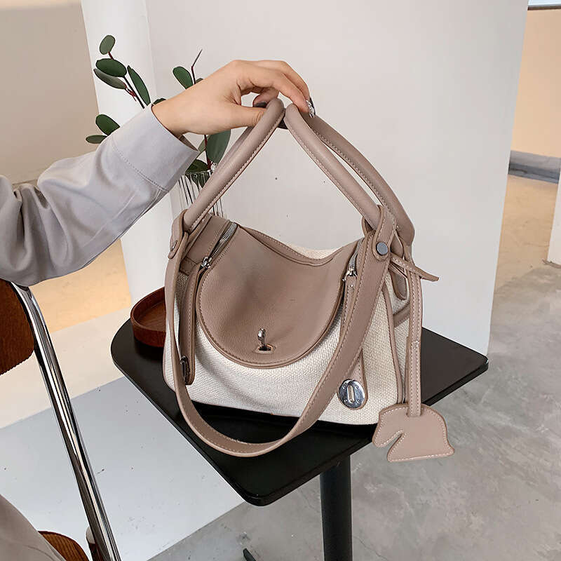 New Canvas Contrasting Color Hand-Held Pillow Bag With Niche Design, High-End Texture, Single Shoulder Crossbody Backpack