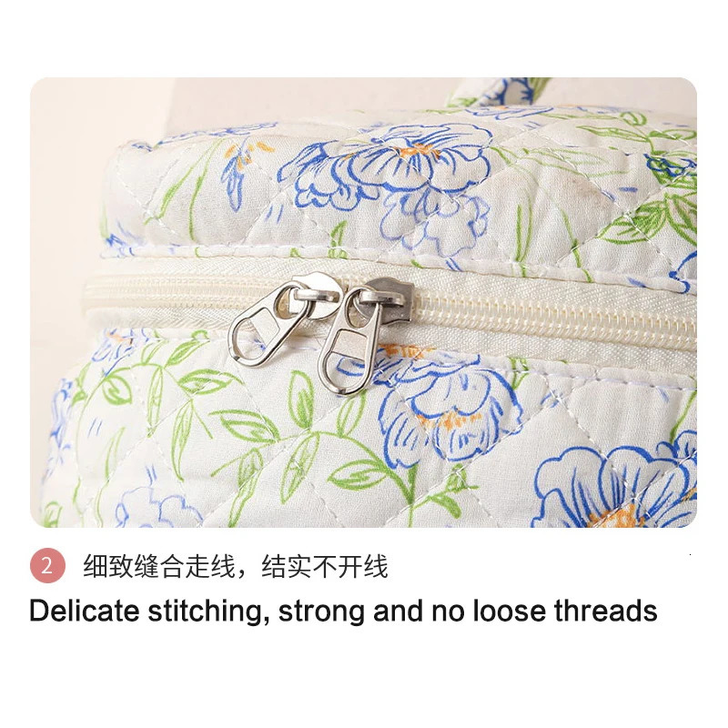 3PCS Fashion Vintage Flower Women Makeup Bag Cotton Tote Female Cosmetic Storage Handbag Large Capacity Travel Organizer 241212