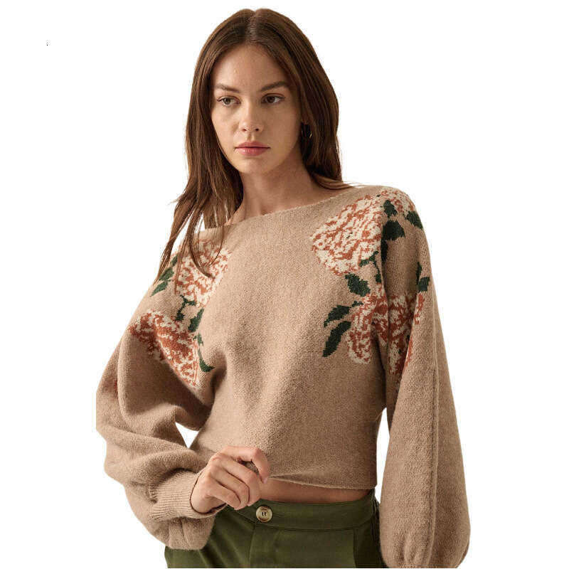 European and American new knitted top women's mohair design, paired with lantern sleeve sweater for women
